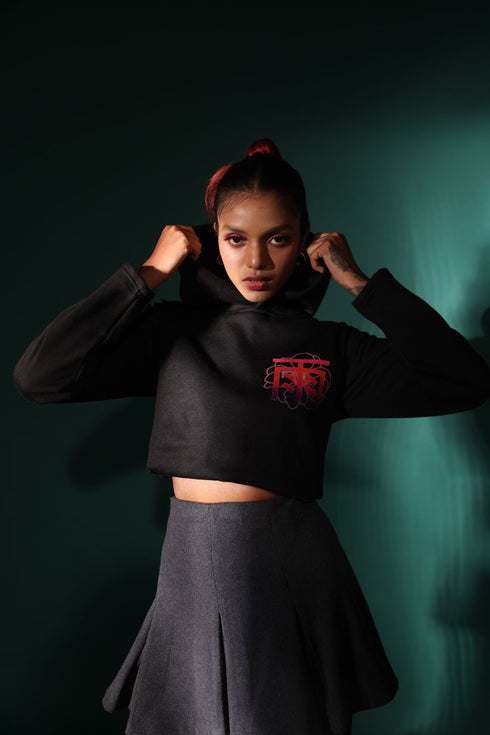 Hana No Ame (Rain of Flowers) Cropped Hoodie